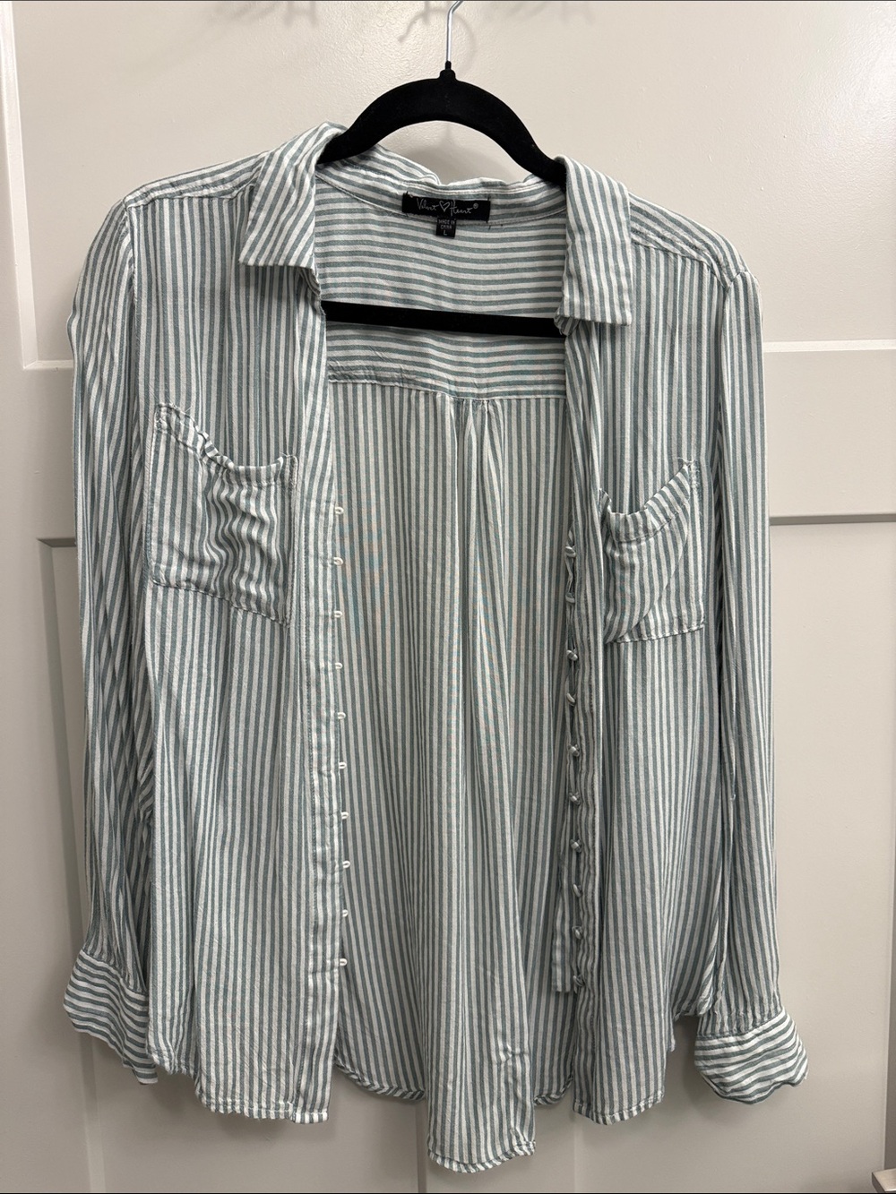🔴LAST CALL‼️ “Madden Girl” Light Blue & White Striped Button Up Blouse Shirt